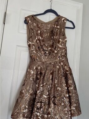 Brown Sequin Fit & Flare Dress